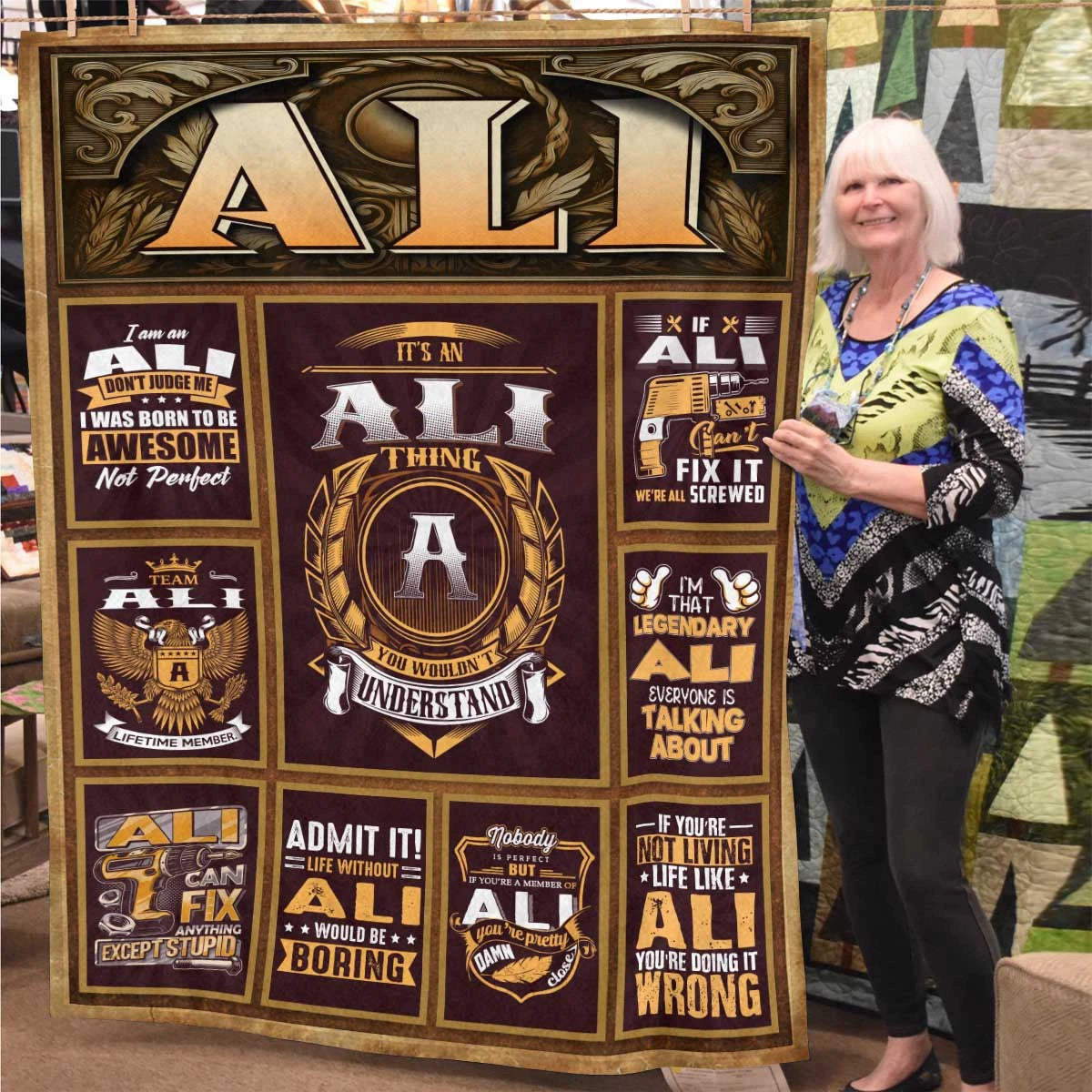 ALI Personalized Blanket | Custom Name Cozy Throw Gift 13K1-BK4