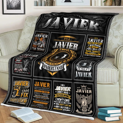 JAVIER Personalized Blanket | Custom Name Cozy Throw Gift 13K1-BK2