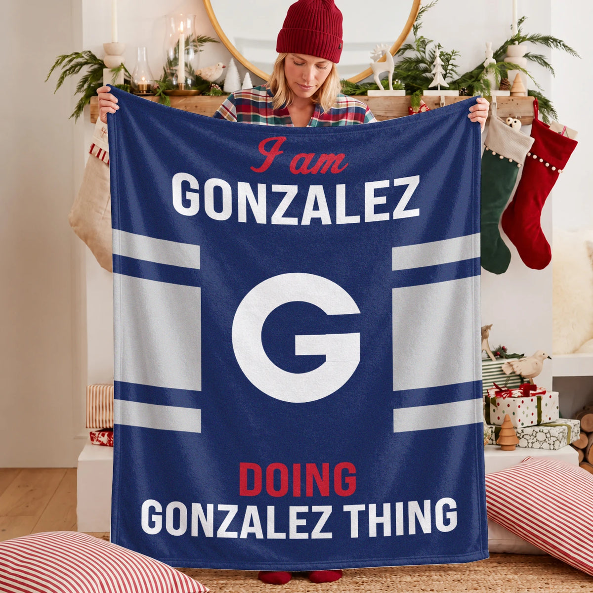 I'm Name Doing Name Things Navy Fleece Blanket GONZALEZ 13K1 BK51