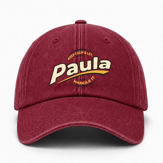 Keep Calm & Let Your Name Handle It Burgundy Washed Cap PAULA 13K1 C105PF