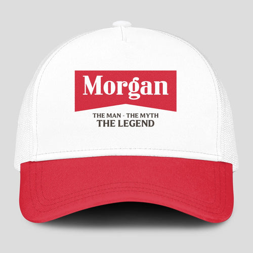 The Man The Myth The Legend Red And White Mesh Cap MORGAN 13K1 C197PF