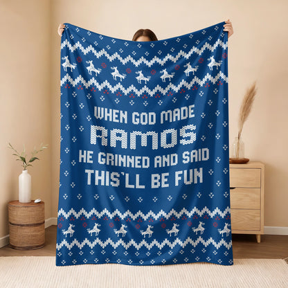 When God Made Your Name Navy Fleece Blanket RAMOS 13K1 BK32