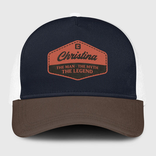 The Man The Myth The Legend Navy And Brown Mesh Cap CHRISTINA 13K1 C188PF