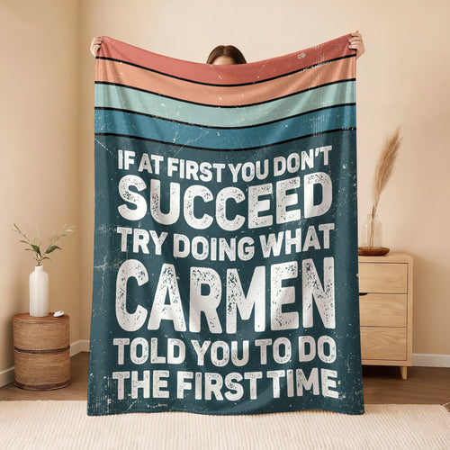 If At First You Don’t Succeed Retro Green Fleece Blanket CARMEN 13K1 BK29