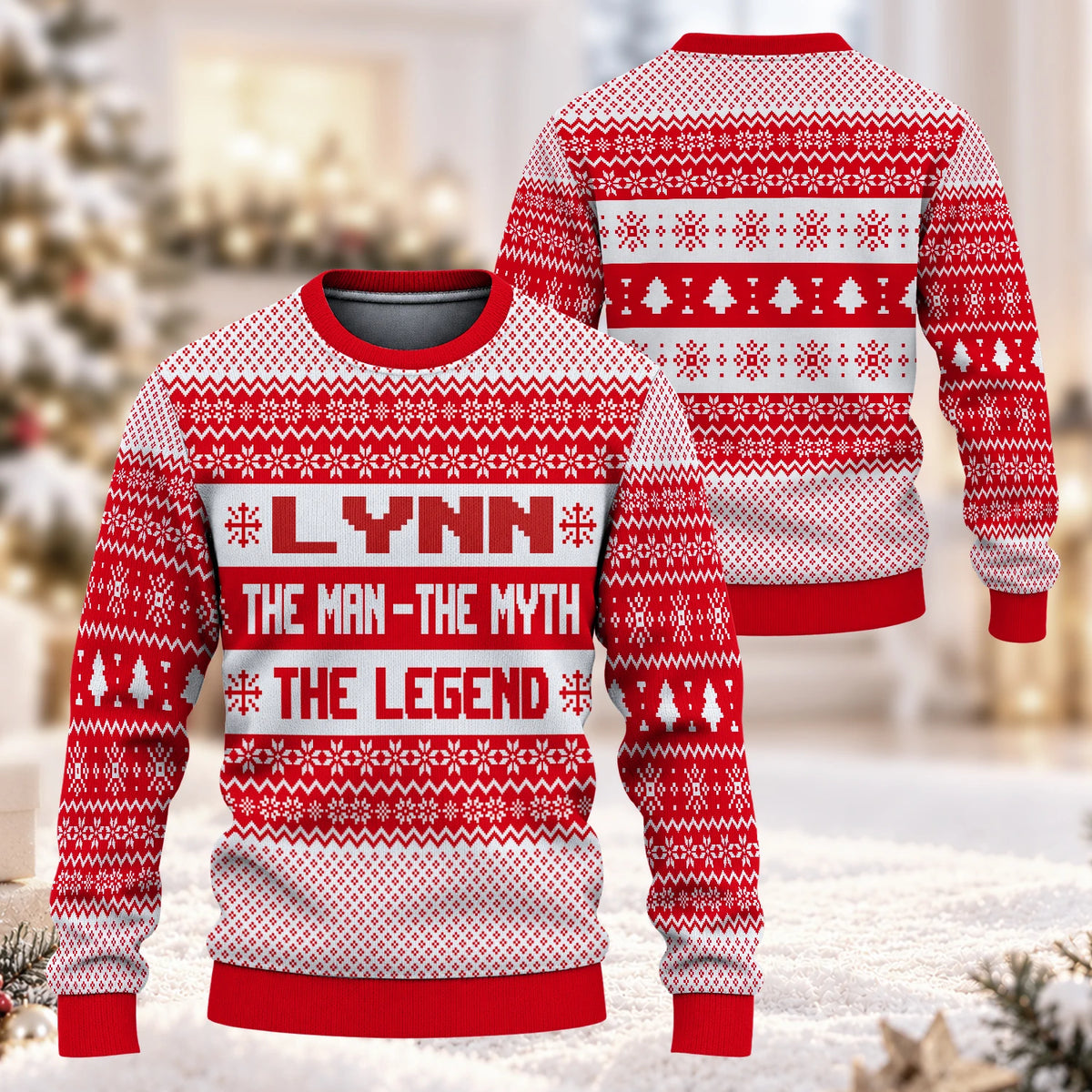The Man The Myth The Legend Red Christmas Ugly Sweater LYNN 13K1 UG04