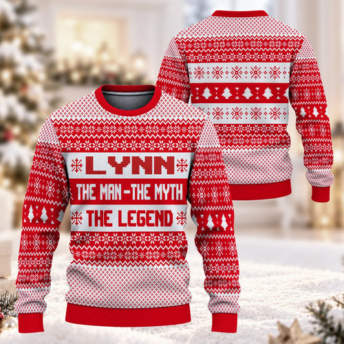 The Man The Myth The Legend Red Christmas Ugly Sweater LYNN 13K1 UG04