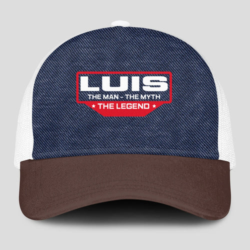 The Man The Myth The Legend Navy Brown And White Mesh Cap LUIS 13K1 C200PF