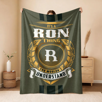 It's A Your Name Thing Olive Green Logo Fleece Blanket RON 13K1 BK31