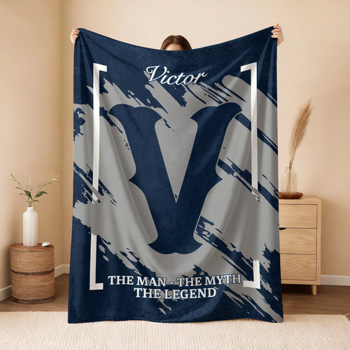 The Man The Myth The Legend Navy Baseball Fleece Blanket VICTOR 13K1 BK17