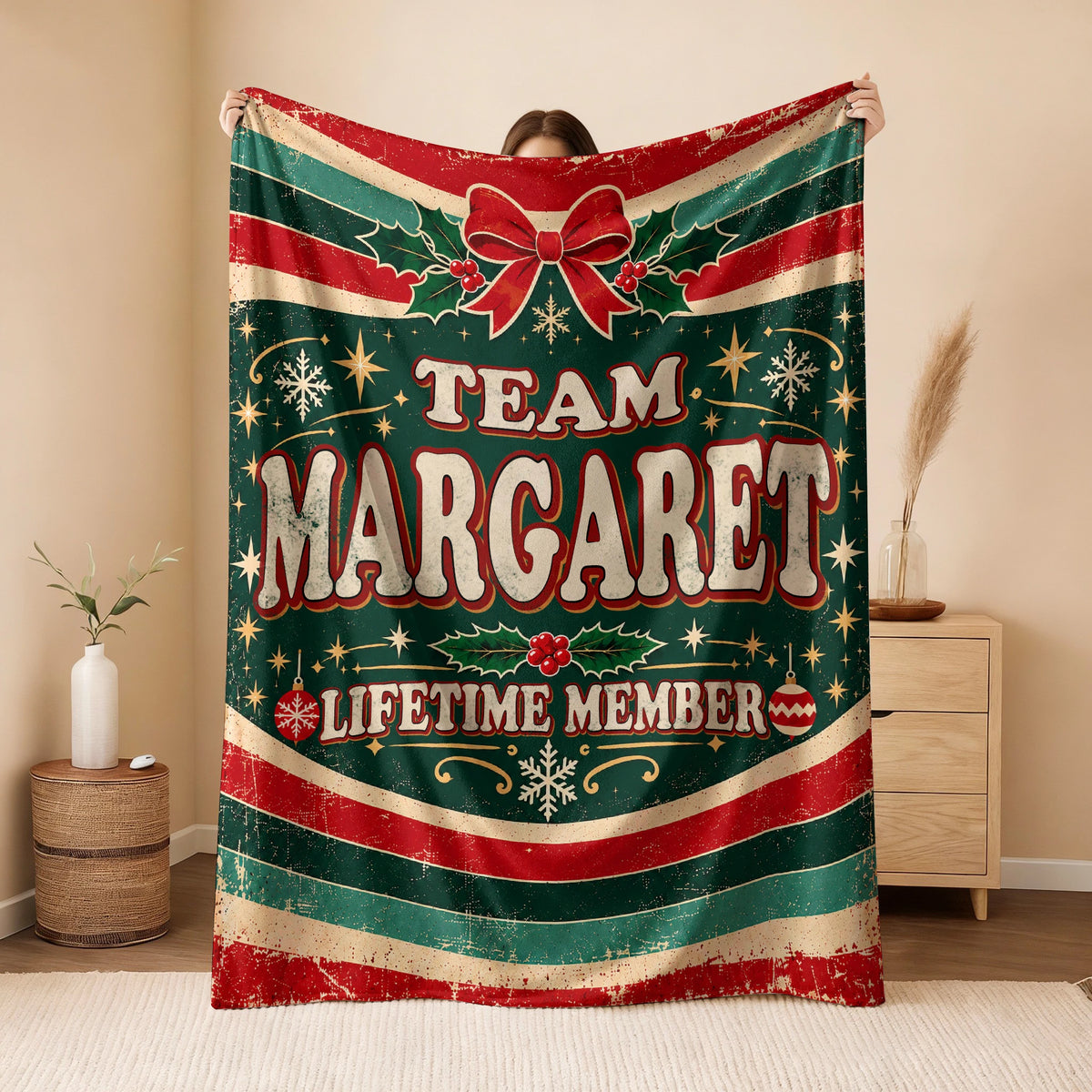Team Your Name Lifetime Member Christmas Fleece Blanket MARGARET 13K1 BK52
