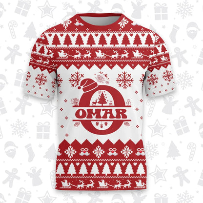 OMAR Personalized Christmas T-Shirt Pajama Set - Holiday Gift Outfit 13K1-CR2