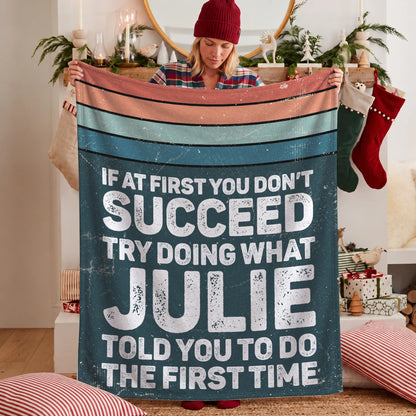 If At First You Don’t Succeed Retro Green Fleece Blanket JULIE 13K1 BK29
