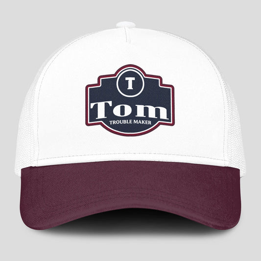 Trouble Maker Burgundy And White Funny Mesh Cap TOM 13K1 C201PF