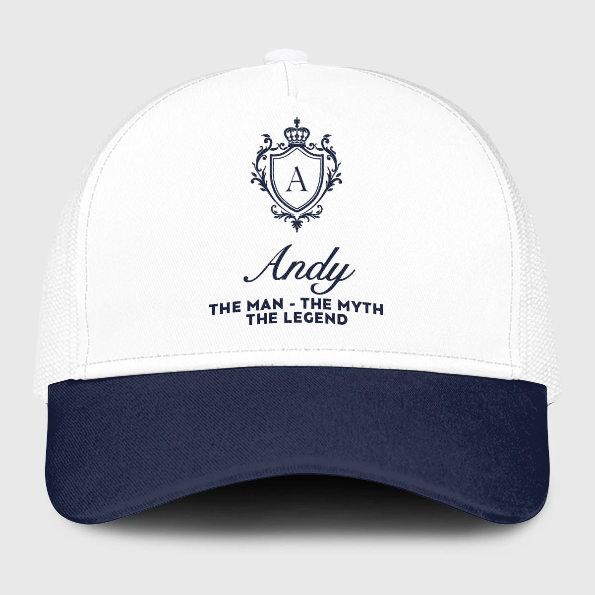 The Man The Myth The Legend Blue And White Baseball Mesh Cap ANDY 13K1 C186PF