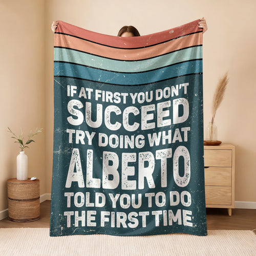 If At First You Don’t Succeed Retro Green Fleece Blanket ALBERTO 13K1 BK29