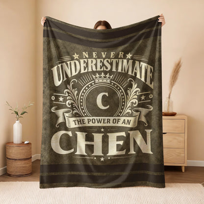 Never Underestimate The Power Of A Name Olive Green Army Fleece Blanket CHEN 13K1 BK46