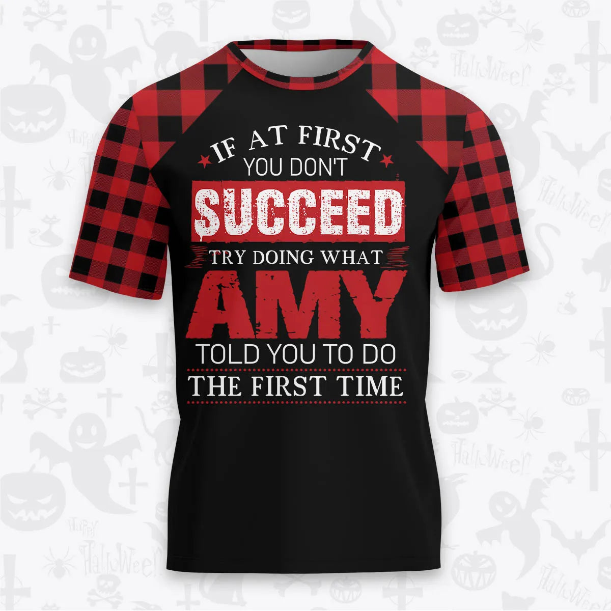 AMY Buffalo Plaid Pajamas Set Tshirt & Pants 13K1-EV2