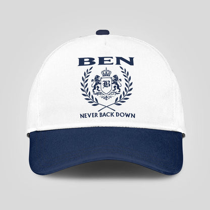 Never Back Down Blue And White Cap BEN 13K1 C59PF