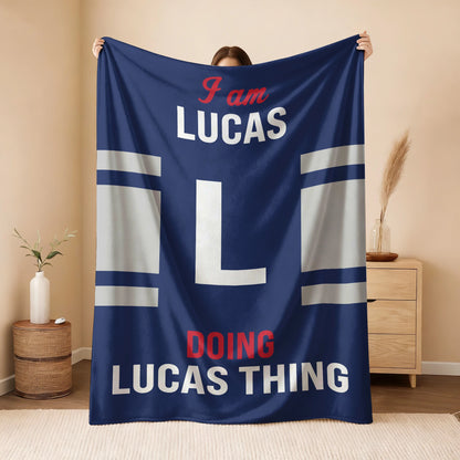 I'm Name Doing Name Things Navy Fleece Blanket LUCAS 13K1 BK51
