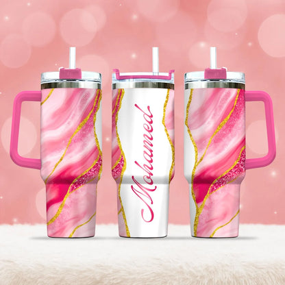 MOHAMED 40oz Personalized Tumbler Cup with Straw | Custom Stainless Steel Mug 13K1-TB1