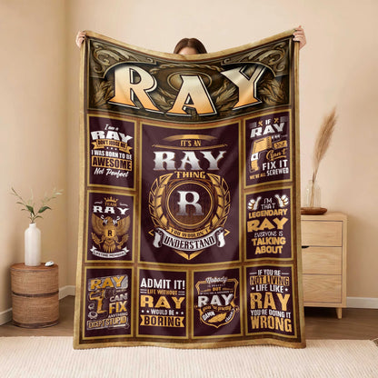RAY Personalized Blanket | Custom Name Cozy Throw Gift 13K1-BK4