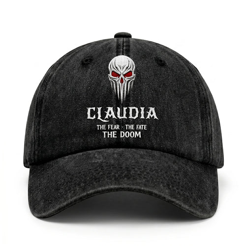 Your Name The Fear The Fate The Doom Skull Washed Cap CLAUDIA 13K1 C98PF