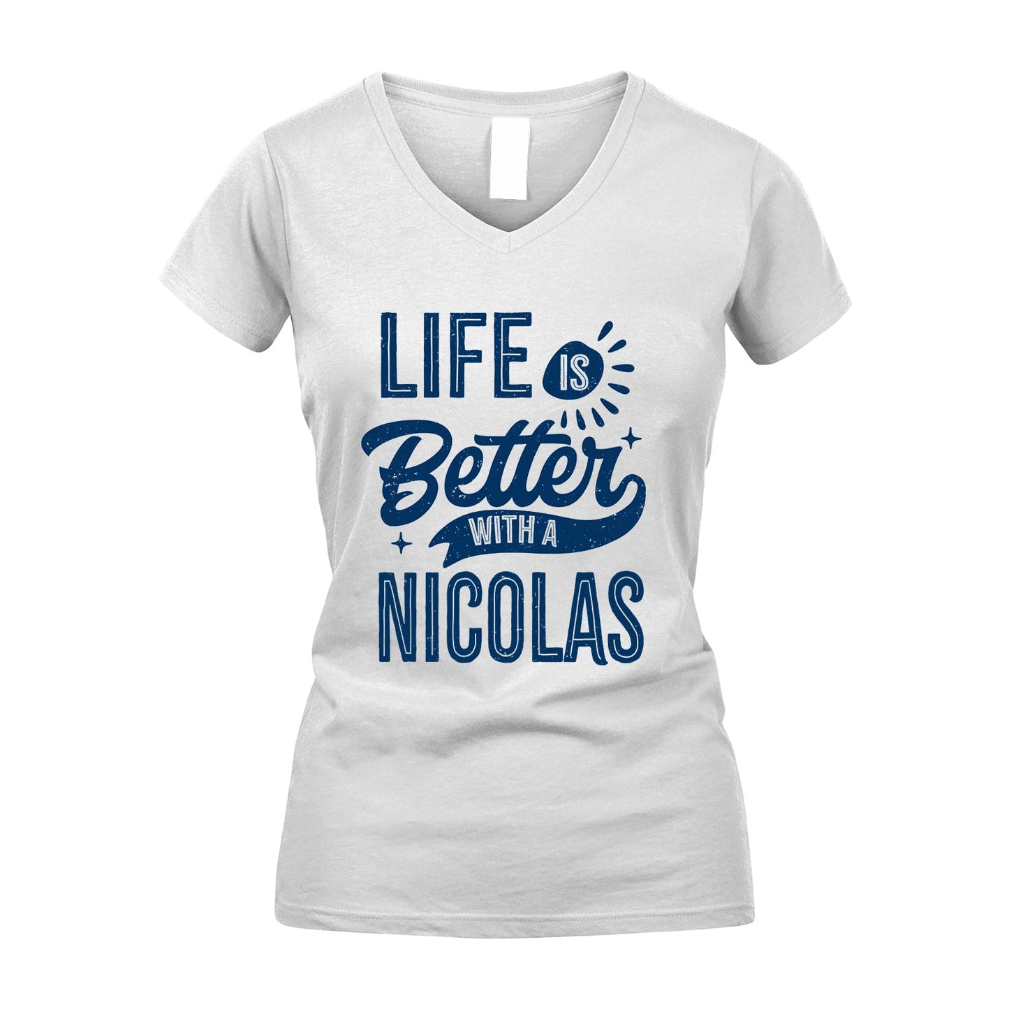 NICOLAS 13K1-116 Personalized Name Quote T-Shirt Life Is Better With Unisex Gift