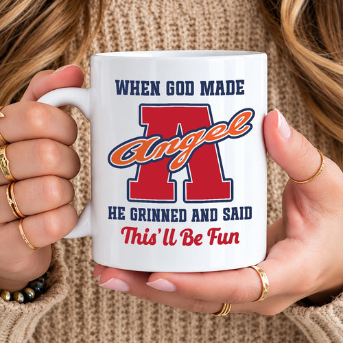 When God Made Your Name Personalized Baseball Mug ANGEL 13K1 MG07