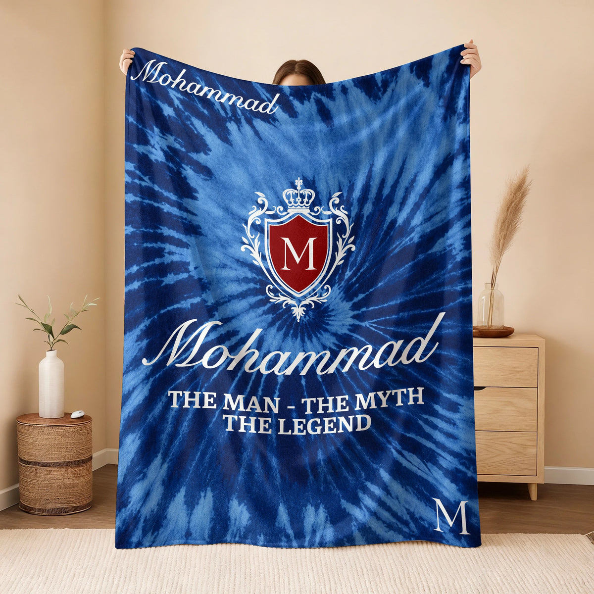 The Man The Myth The Legend Blue Waves Fleece Blanket MOHAMMAD 13K1 BK11