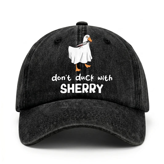 Don't Duck With Your Name Funny Washed Cap SHERRY 13K1 C129PF