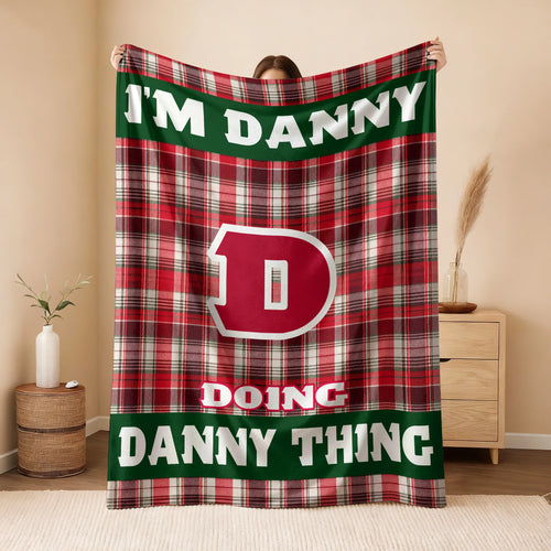 I'm Name Doing Name Things Red Plaid Fleece Blanket DANNY 13K1 BK49
