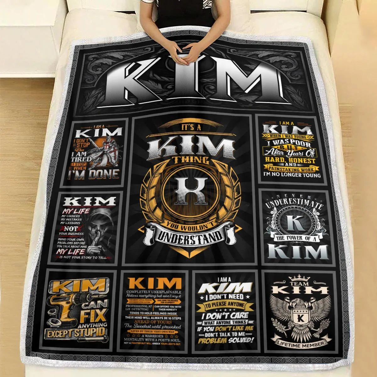 KIM Personalized Blanket | Custom Name Cozy Throw Gift 13K1-BK2