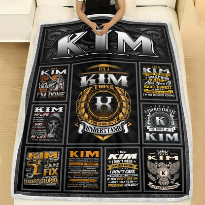 KIM Personalized Blanket | Custom Name Cozy Throw Gift 13K1-BK2