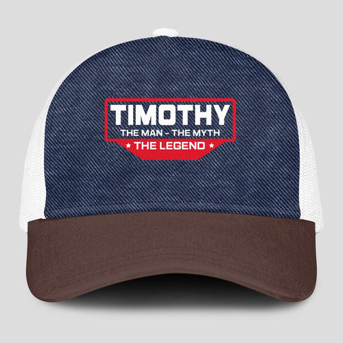 The Man The Myth The Legend Navy Brown And White Mesh Cap TIMOTHY 13K1 C200PF