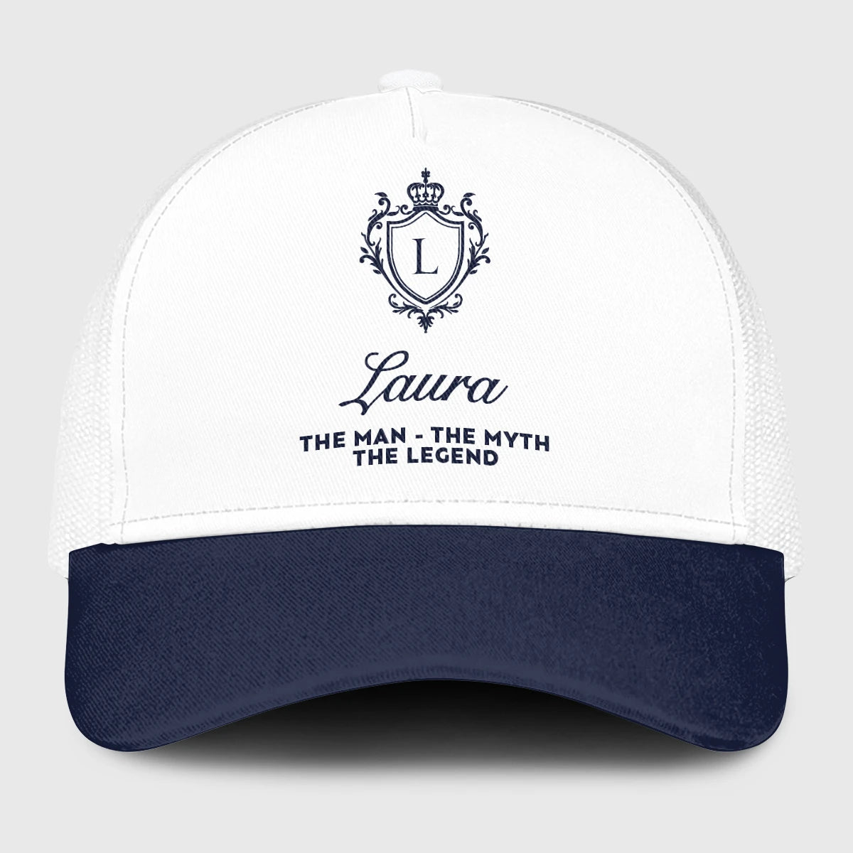 The Man The Myth The Legend Blue And White Baseball Mesh Cap LAURA 13K1 C186PF