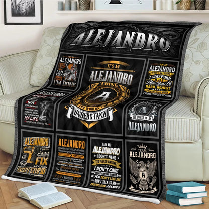 ALEJANDRO Personalized Blanket | Custom Name Cozy Throw Gift 13K1-BK2