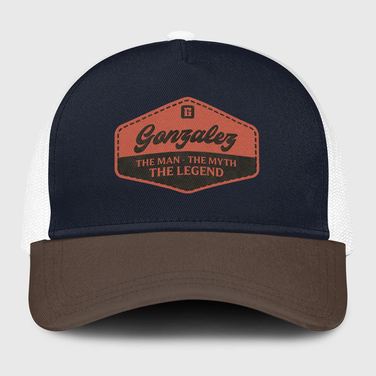 The Man The Myth The Legend Navy And Brown Mesh Cap GONZALEZ 13K1 C188PF