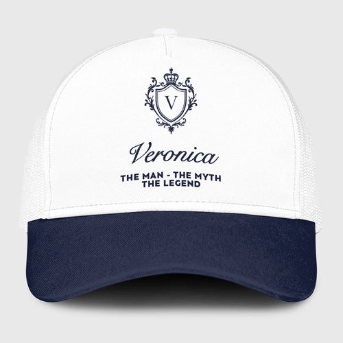 The Man The Myth The Legend Blue And White Baseball Mesh Cap VERONICA 13K1 C186PF