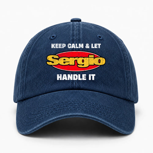 Keep Calm & Let Your Name Handle It Yellow And Red Logo Washed Cap SERGIO 13K1 C172PF