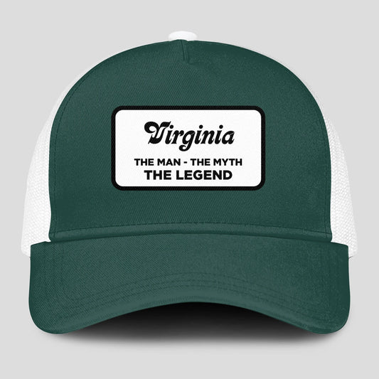 The Man The Myth The Legend Green And White Mesh Cap VIRGINIA 13K1 C198PF
