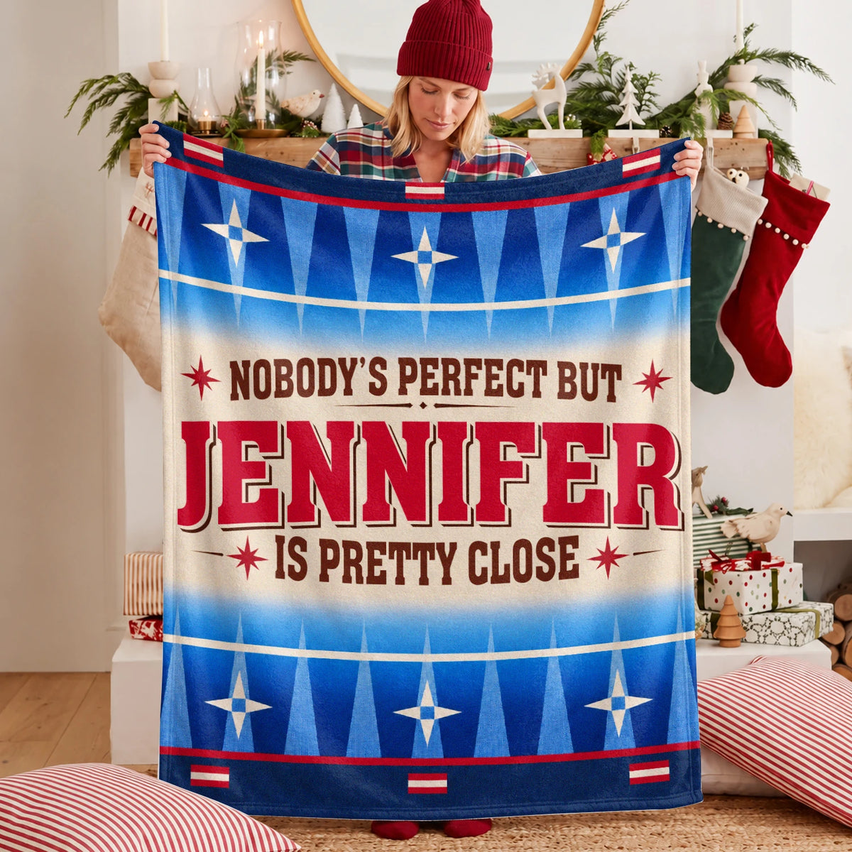 Nobody's Perfect But Your Name Is Close Native American Fleece Blanket JENNIFER 13K1 BK57