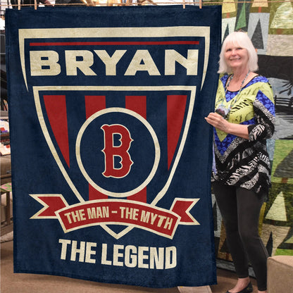 The Man The Myth The Legend Blue Burgundy Baseball Blanket BRYAN 13K1 BK18