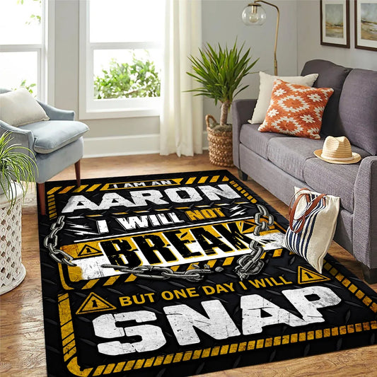 AARON Motivational Rug – Black & Yellow Quote Carpet for Living Room 13K1-AR1