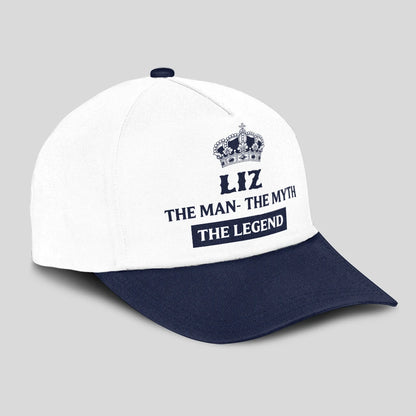 The Man The Myth The Legend King Crown Blue And White Cap LIZ 13K1 C147PF