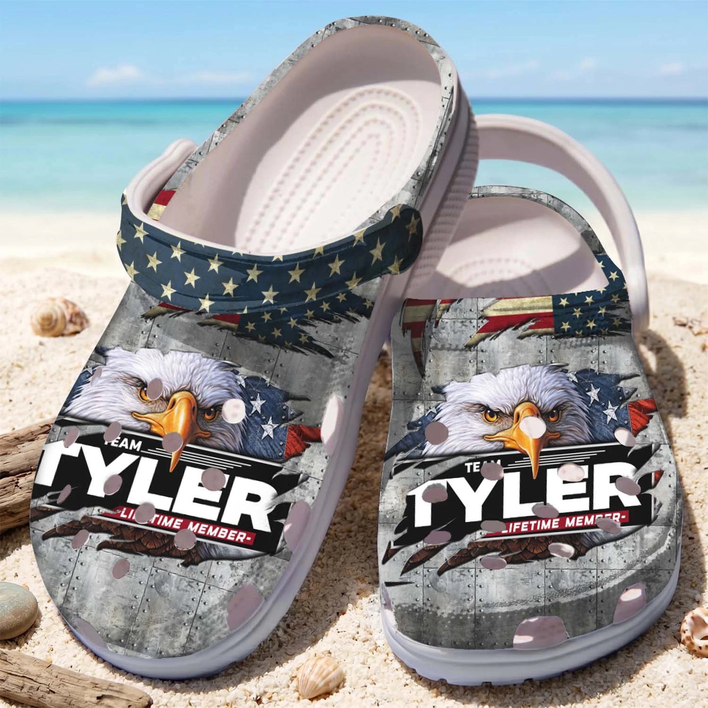 TYLER 13K1-CR1 Personalized Name Clogs "Team Lifetime Member"