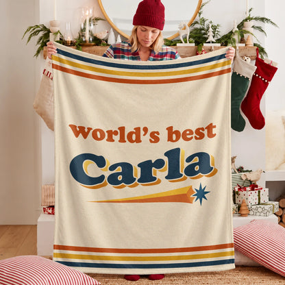 World's Best Your Name Retro Fleece Blanket CARLA 13K1 BK64