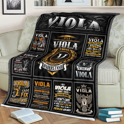 VIOLA Personalized Blanket | Custom Name Cozy Throw Gift 13K4-BK2