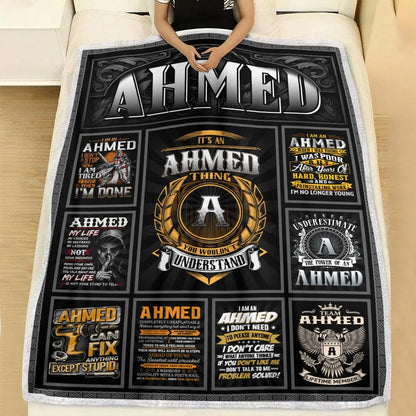AHMED Personalized Blanket | Custom Name Cozy Throw Gift 13K1-BK2