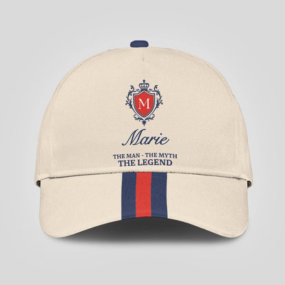 The Man The Myth The Legend Blue And Red Striped Cap MARIE 13K1 C117PF
