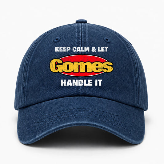 Keep Calm & Let Your Name Handle It Yellow And Red Logo Washed Cap GOMES 13K1 C172PF